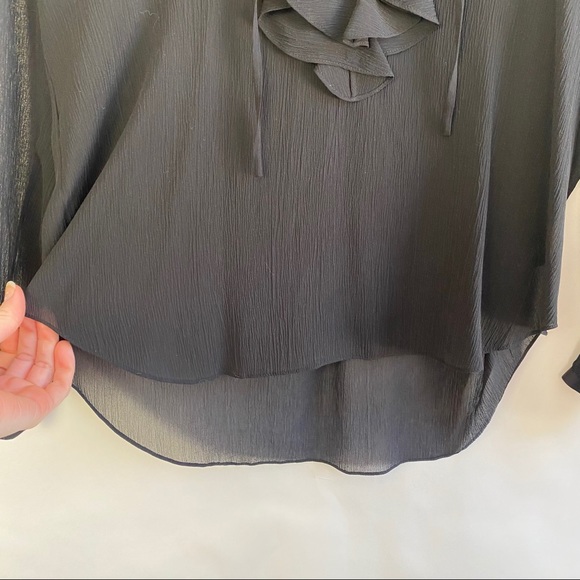 Theory Rianala Black 100% Silk Lace Chiffon Top - Picture 12 of 15